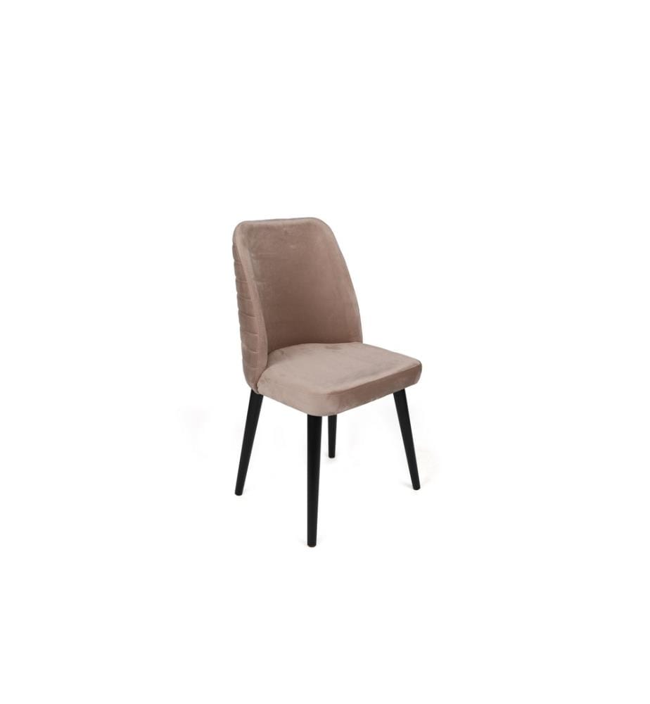 Ensemble de chaises, 4 pièces, Beige, Black, Frame : Métal, Siège : Tissu de velours