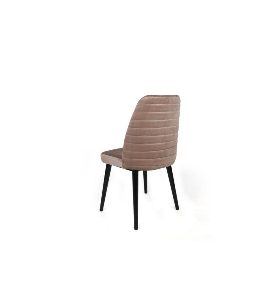 Ensemble de chaises, 4 pièces, Beige, Black, Frame : Métal, Siège : Tissu de velours