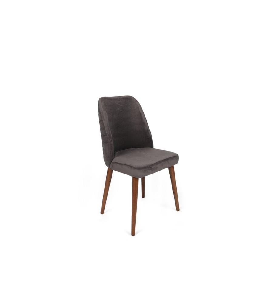 Set di sedie , 4 pezzi, Antracite, Noce, Struttura: Metallo, Seduta: Tessuto di velluto