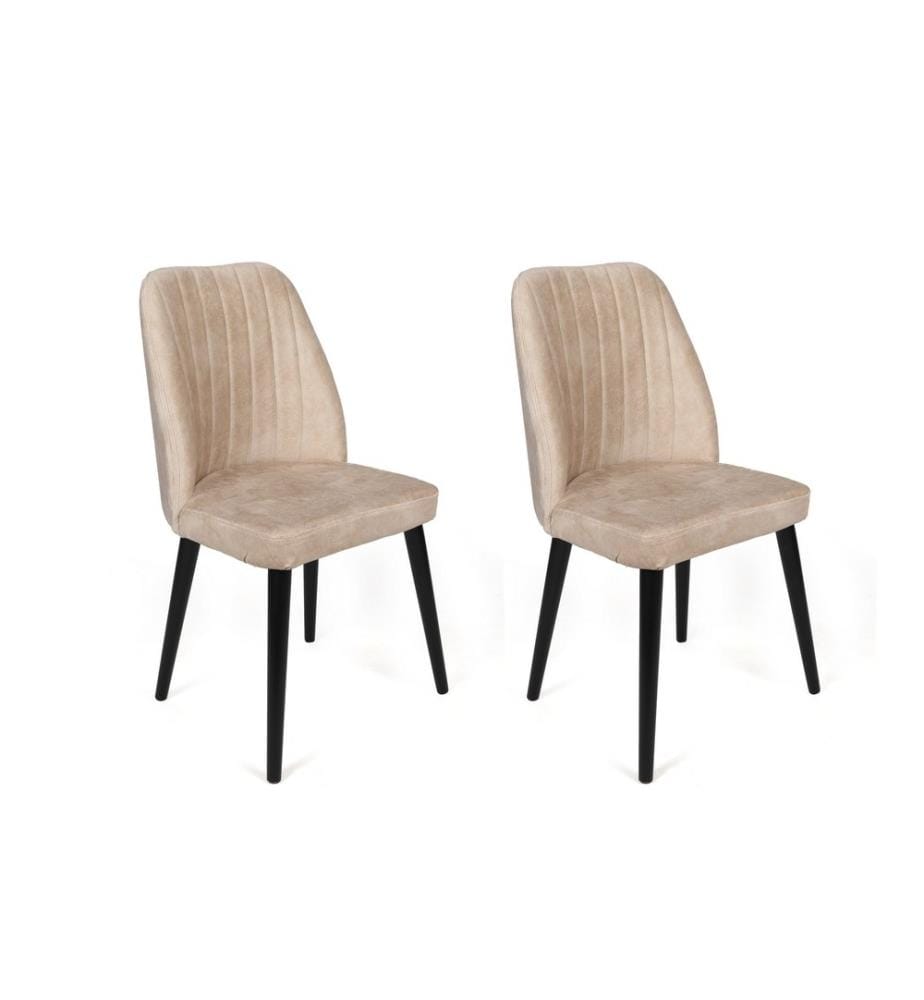 Set di sedie , 2 pezzi, Crema, Nero, Struttura: Metallo , Seduta: Tessuto di velluto