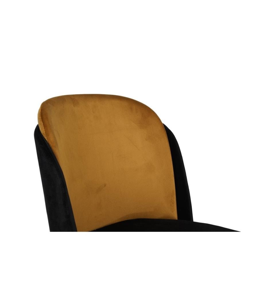 Set di sedie , 2 pezzi, Senape, Nero, Struttura: Metallo, Sedile: Tessuto di velluto - Pannello di particelle rivestito di melamina, Schienale: Compensato - Tessuto di velluto