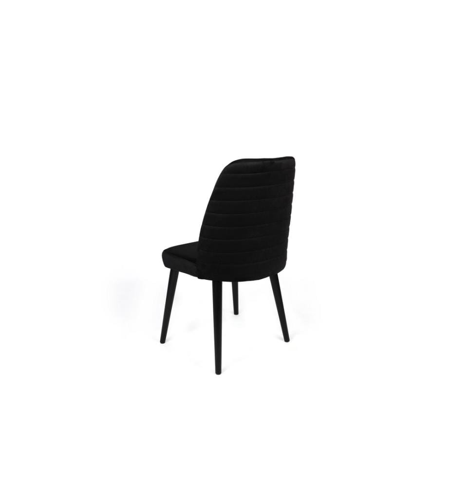 Ensemble de chaises, 2 pièces, noir, cadre : Bois, Siège : Tissu Velours, Dossier : Métal - tissu velours