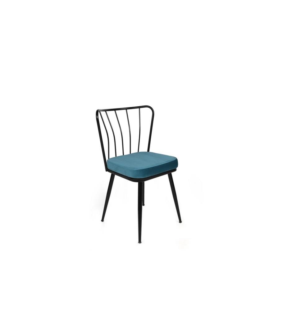Set di sedie , 2 pezzi, Blu, Nero, Struttura: Metallo, Seduta: Tessuto di velluto - Pannello di particelle rivestito di melamina, Schienale: Metallo