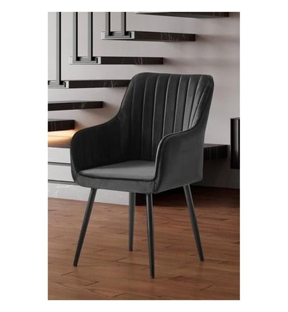 Stuhlset, 2-teilig, Anthrazit, Schwarz, 100 % MDF, Bezug: 100 % Polyester, Metallbeine