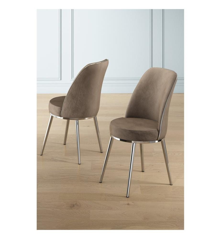 Stuhlset, 2-teilig, Cappuccino, Chrom, Gestell: 100 % Metall, Bezug: Babyface