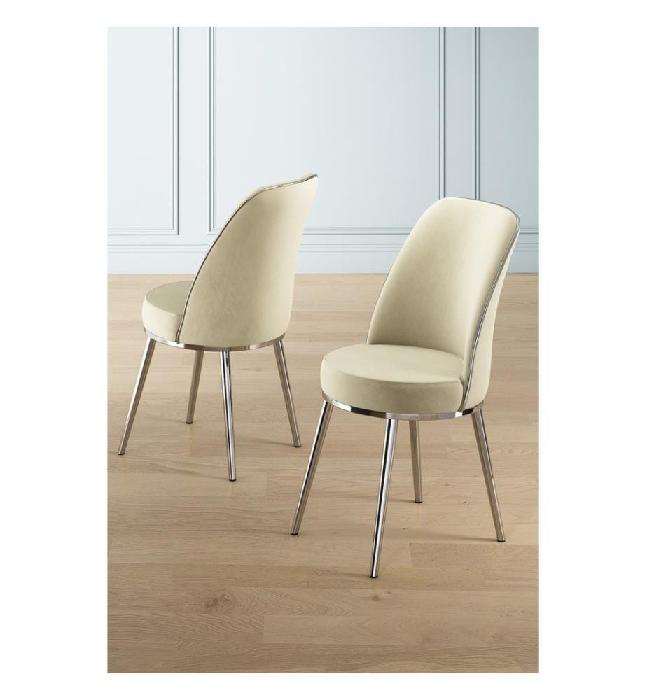 Ensemble de chaises, 2 pièces, crème, chrome, structure : 100 % métal, housse : Babyface