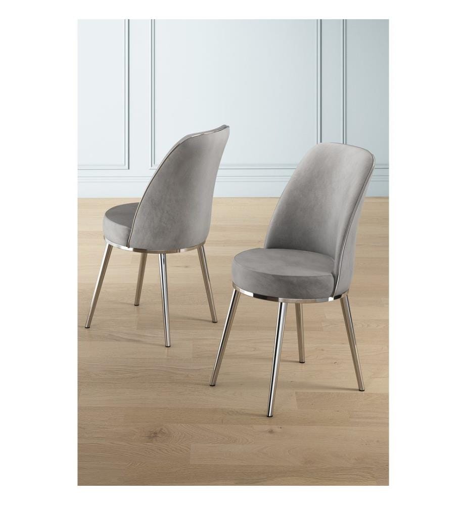 Set di sedie, 2 pezzi, grigio, cromo, struttura: 100% metallo, tessuto: Babyface