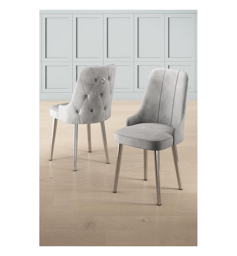 Ensemble de chaises, 2 pièces, gris, chrome, structure : 100 % métal, housse : Babyface
