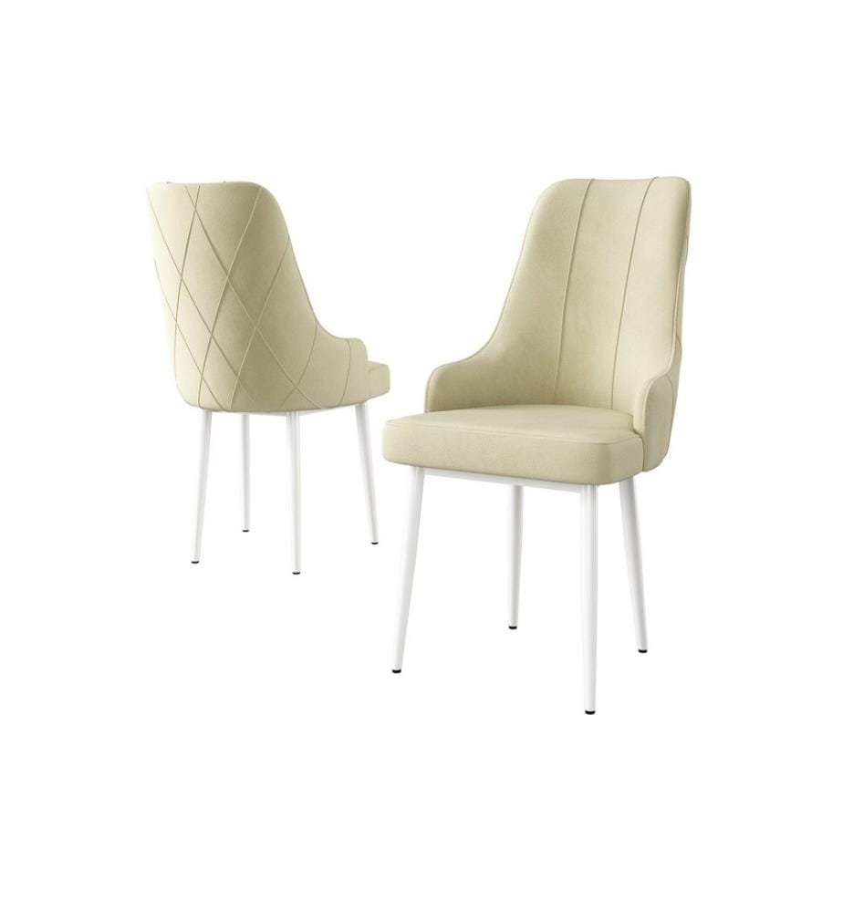 Ensemble de chaises, 2 pièces, crème, blanc, structure : 100 % métal, housse : Babyface