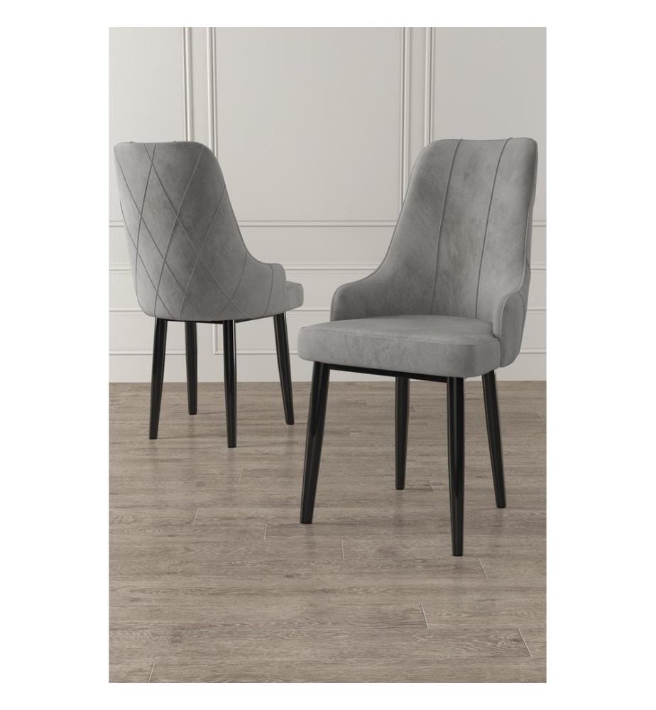 Set di sedie, 2 pezzi, grigio, nero, struttura: 100% metallo, tessuto: Babyface