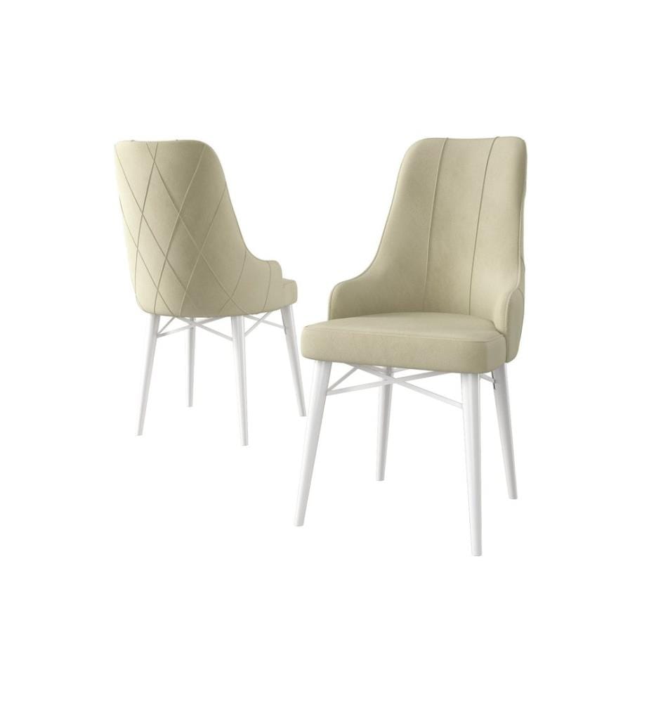 Ensemble de chaises, 2 pièces, crème, blanc, structure : 100 % métal, housse : Babyface