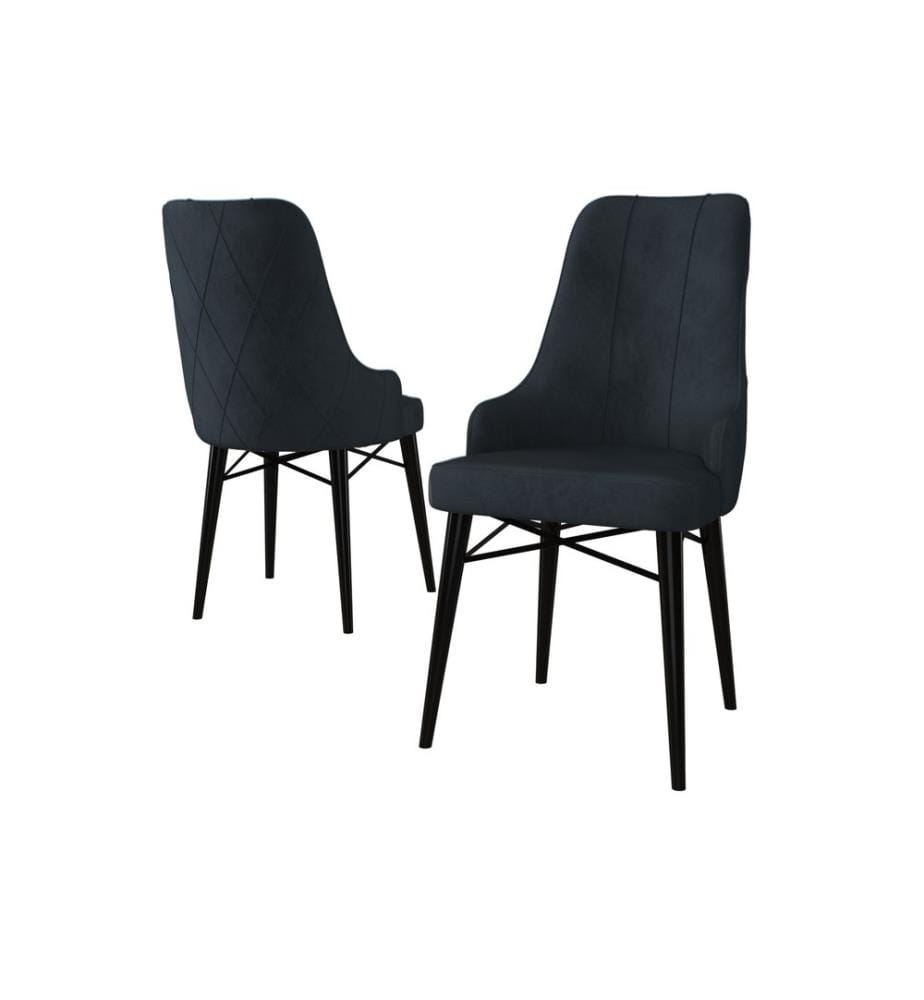 Set di sedie, 2 pezzi, antracite, nero, struttura: 100% metallo, tessuto: babyface
