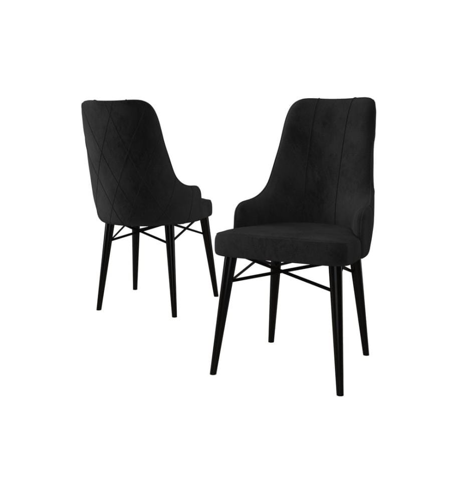 Set di 2 sedie, nere, struttura: 100% metallo, tessuto: Babyface