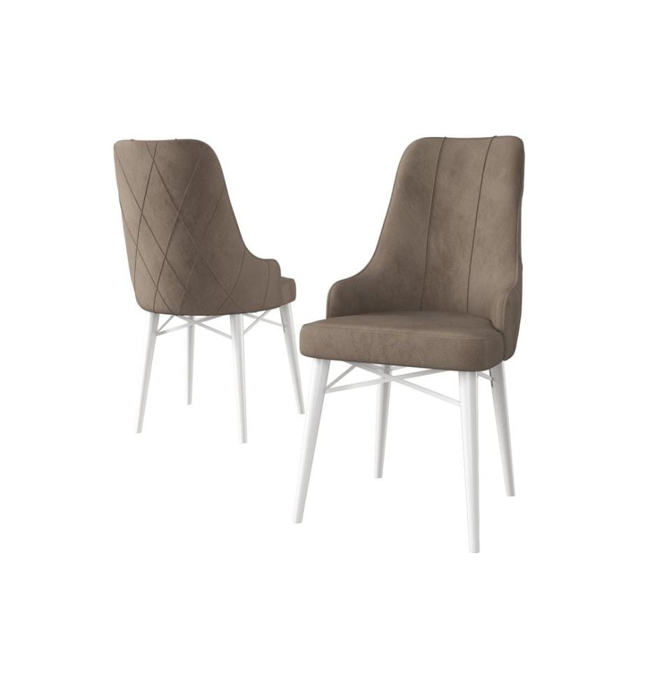 Ensemble de chaises, 4 pièces, cappuccino, blanc, structure : 100 % métal, housse : Babyface