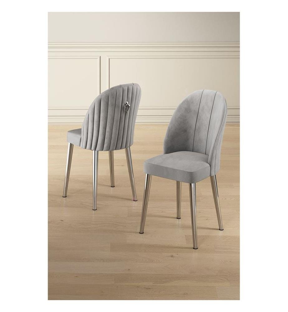Stuhlset, 2-teilig, Grau, Chrom, Gestell: 100 % Metall, Bezug: Babyface