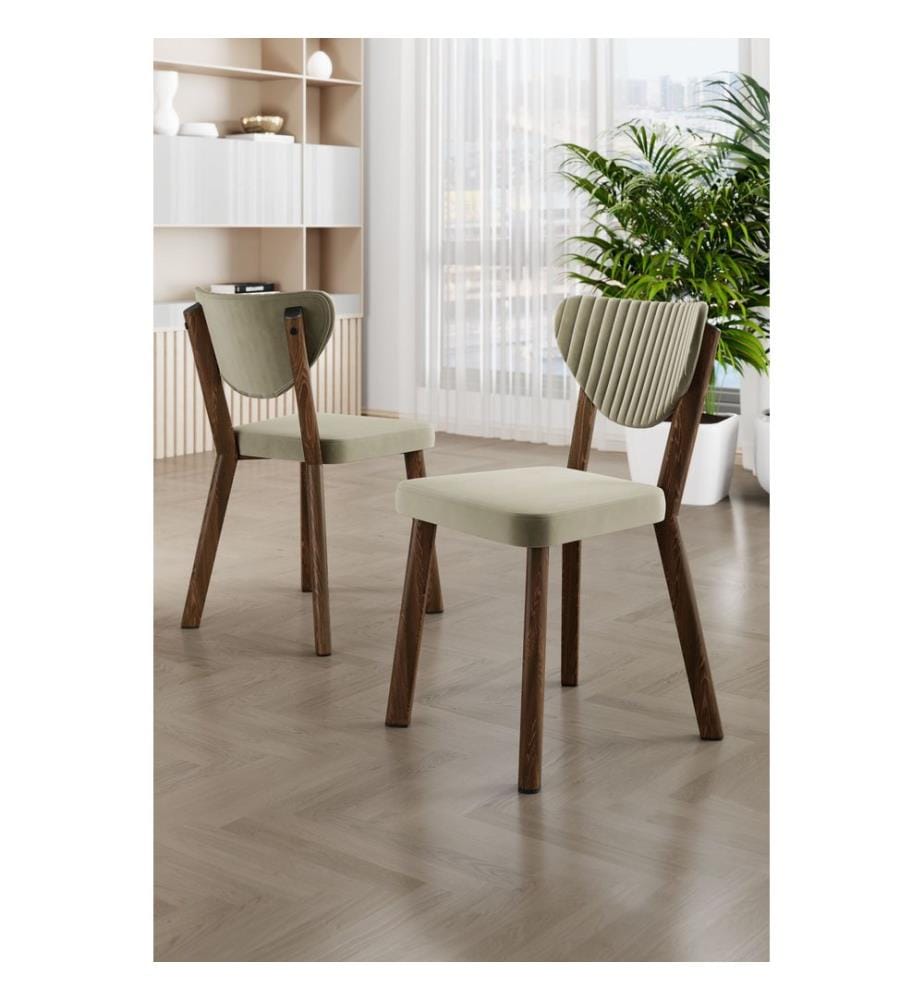Stuhlset, 4-teilig, Creme, Braun, Gestell: 100% Metall