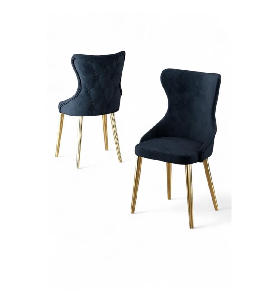 Set di sedie, 4 pezzi, antracite, oro, struttura: 100% metallo