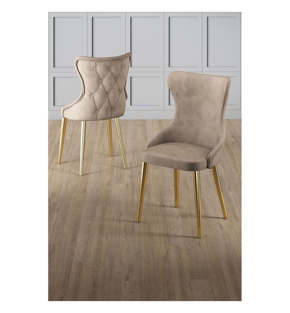 Set di sedie, 4 pezzi, cappuccino, oro, struttura: 100% metallo