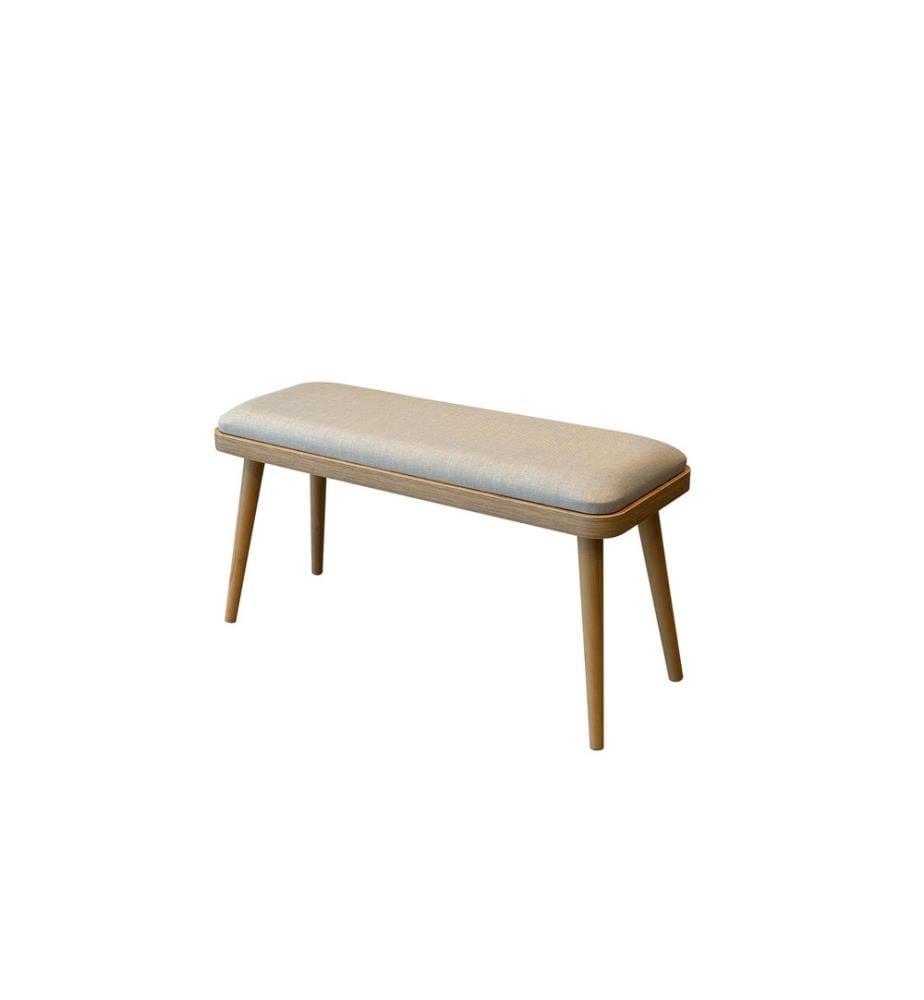 Banc, chêne, crème, 100 % panneau de particules mélaminé, housse : 100 % lin