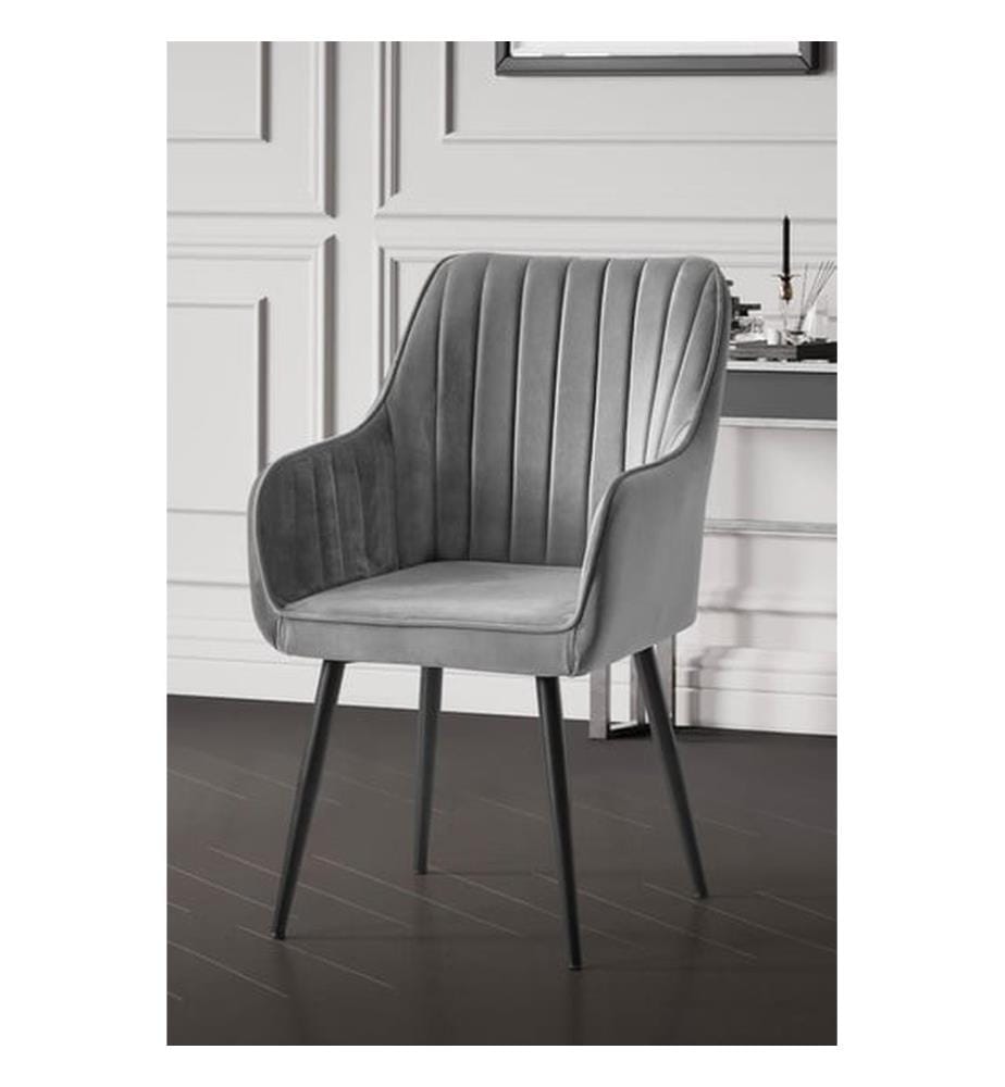 Stuhl, Grau, Schwarz, 100 % MDF, Bezug: 100 % Polyester, Metallbeine