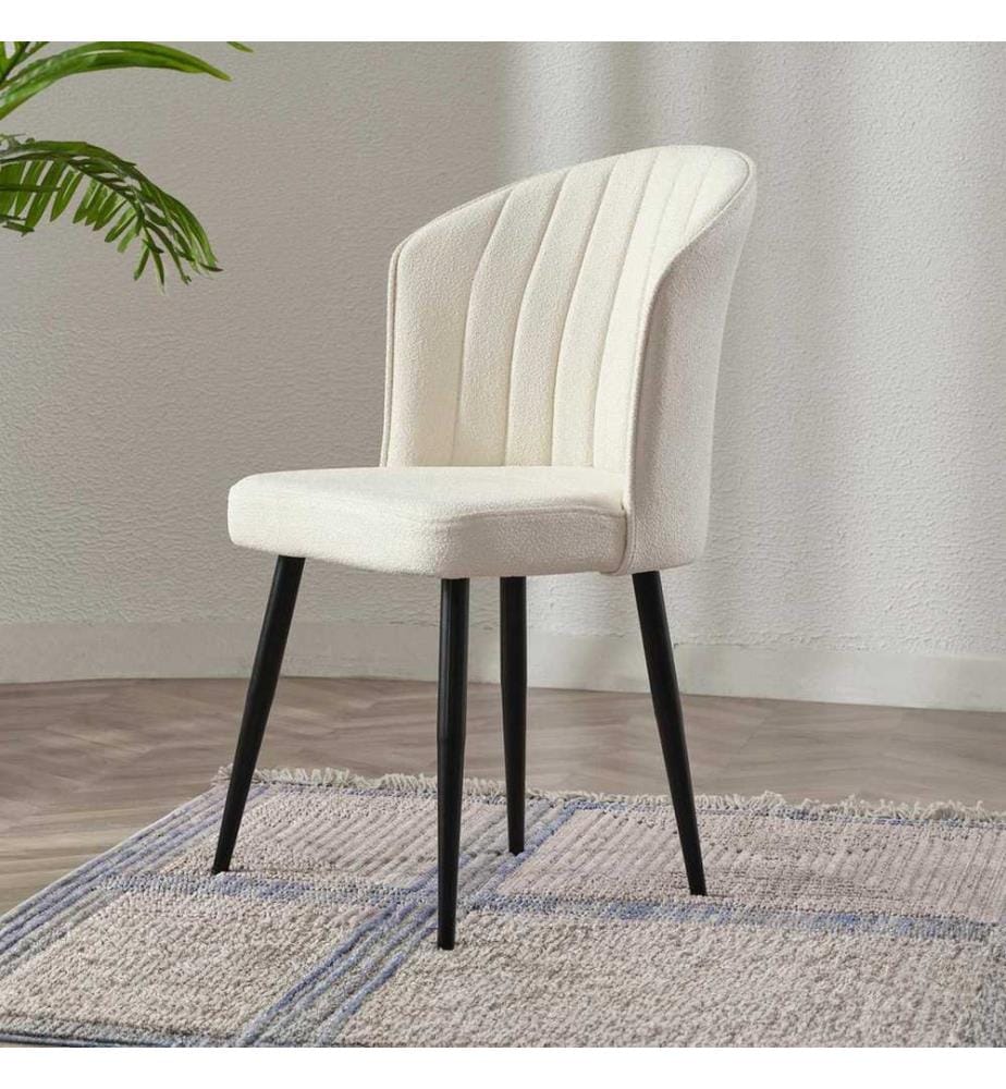 Set di sedie, 4 pezzi, crema, nero, 100% MDF, tessuto: tessuto Mense, gambe in metallo