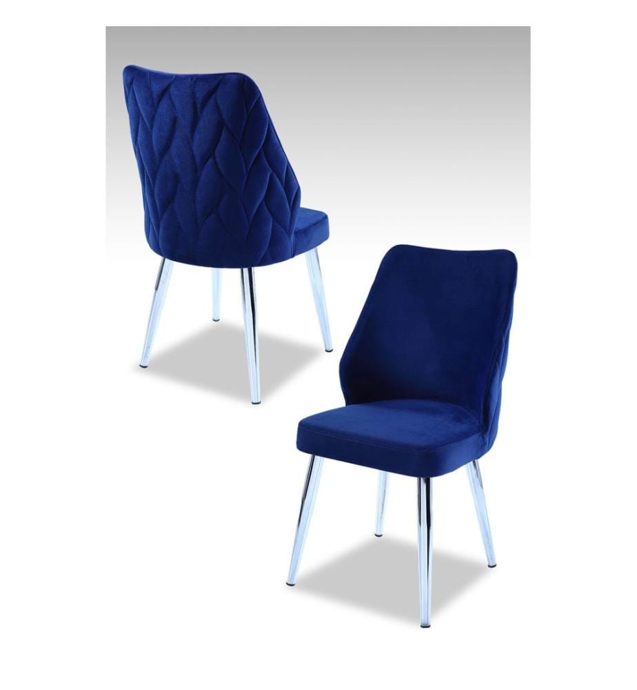 Set de chaises, 4 pièces, bleu sax, chrome, 100 % panneau de particules revêtu de mélamine, housse : 100 % polyester, pieds en métal
