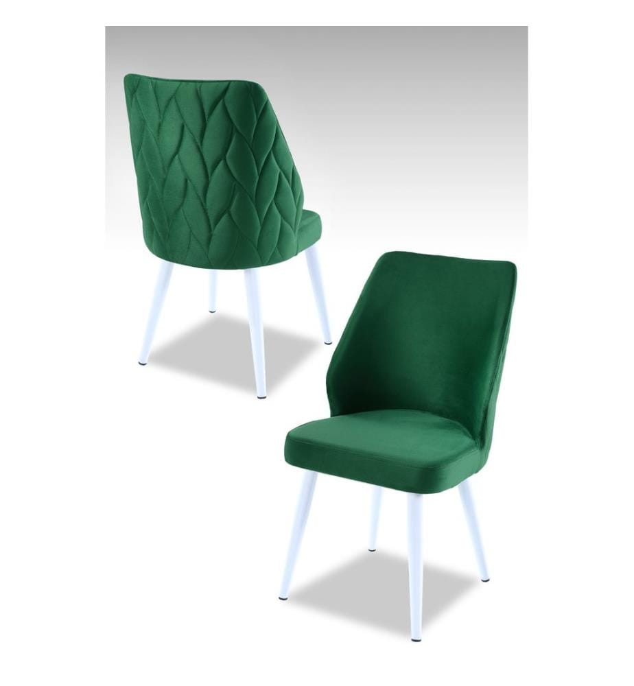 Ensemble de chaises, 4 pièces, vert, blanc, 100 % panneau de particules mélaminé, housse : 100 % polyester, pieds en métal