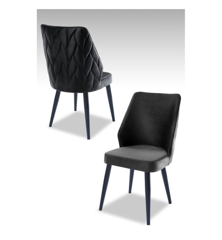 Set di 2 sedie, antracite, nero, 100% pannelli di particelle rivestiti in melamina, tessuto: 100% poliestere, gambe in metallo