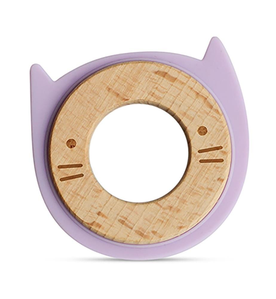 Anneau de dentition en silicone et bois SiliRing lilas