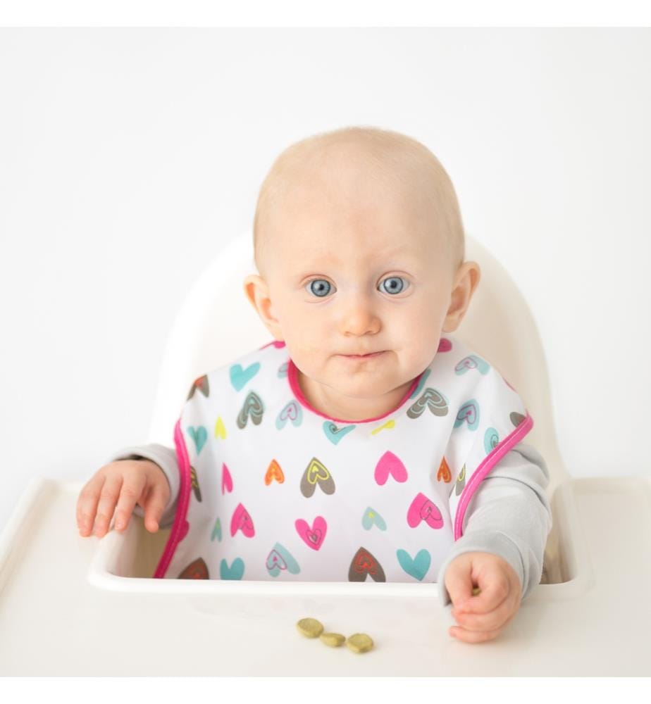 Bavoir sans manches CleanBib 3 pcs., 6-12 mois, fleurs coeur