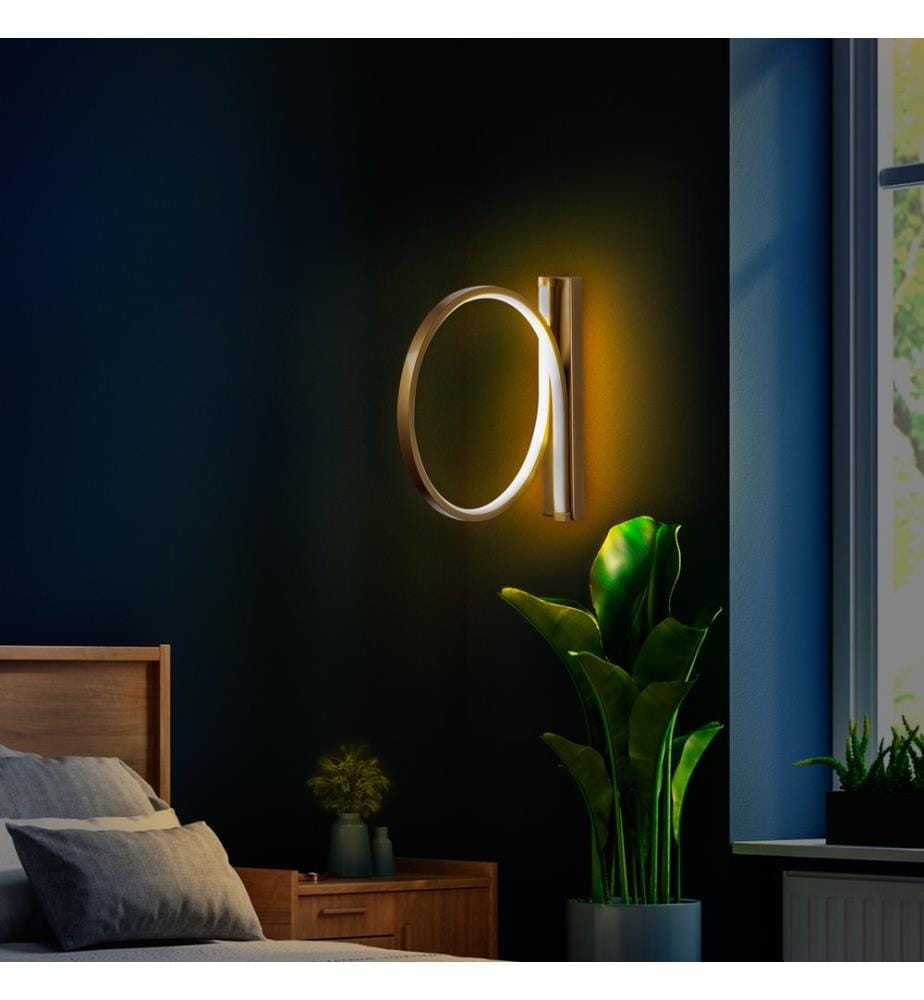 Wall Lamp, Gold, Metal Body, Metal Base Plate