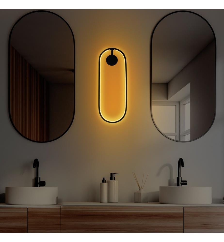 Lampe murale, noire, corps en métal, socle en métal