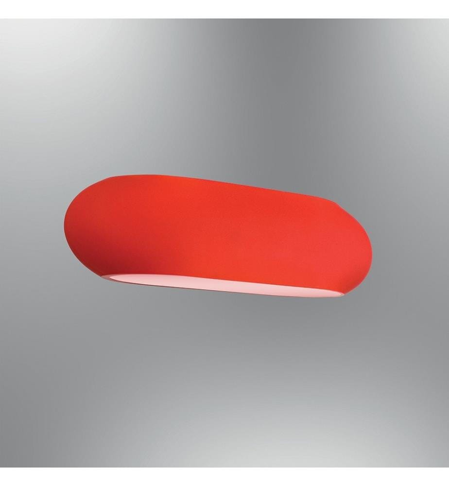Wandleuchte, Rot, Metallgehäuse, Glasabdeckung
