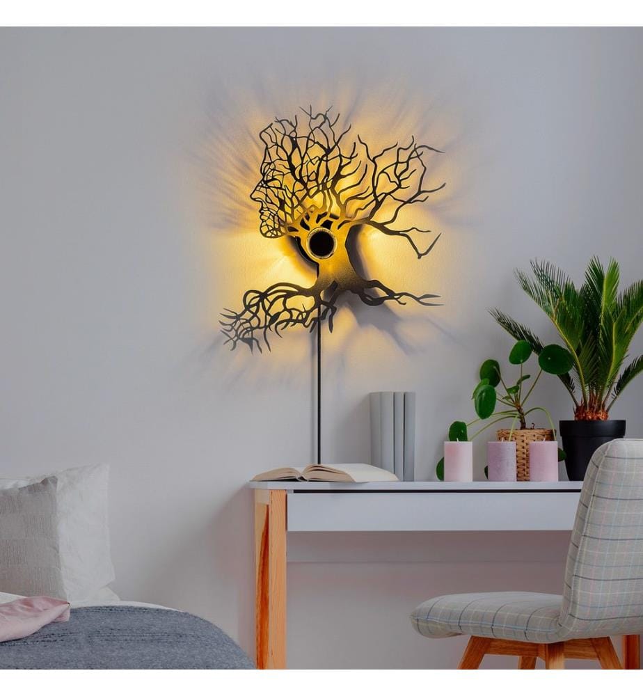 Wandlampe, Schwarz, Metall