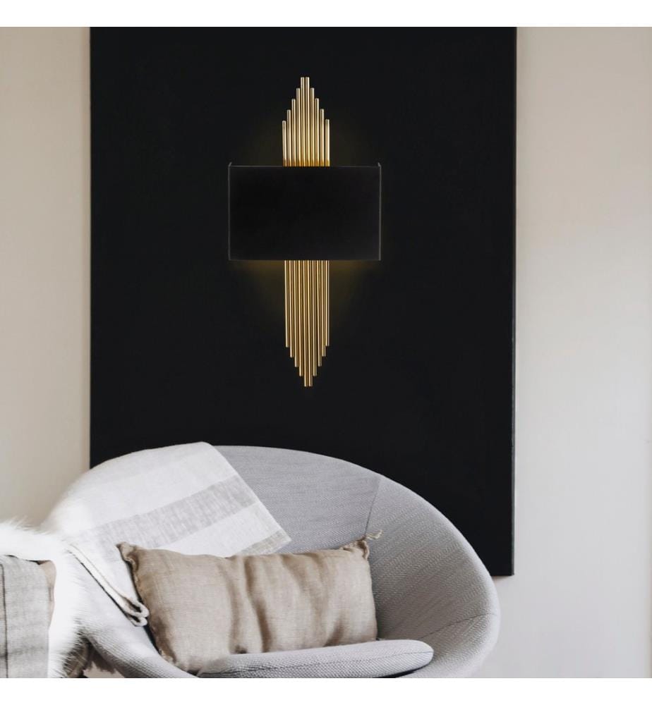 Lampe Murale, Noir, Or, Corps Métallique, 35 X 10 X 2