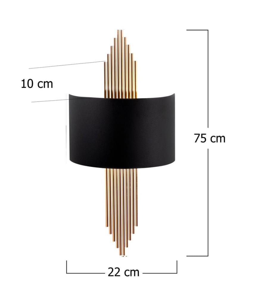 Lampe Murale, Noir, Cuivre, Corps Métallique, 35 X 10 X 2