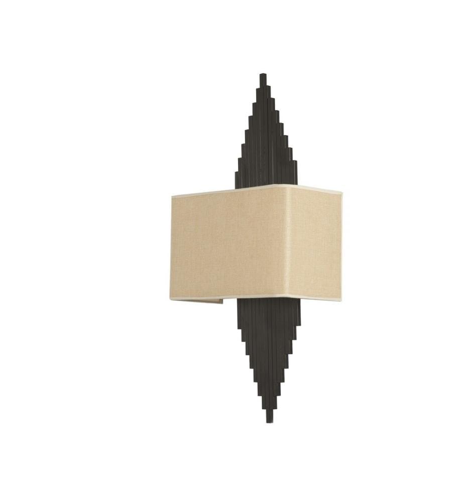 Wandleuchte, Schwarz, Beige, Metall, Lampenschirm, Stoff