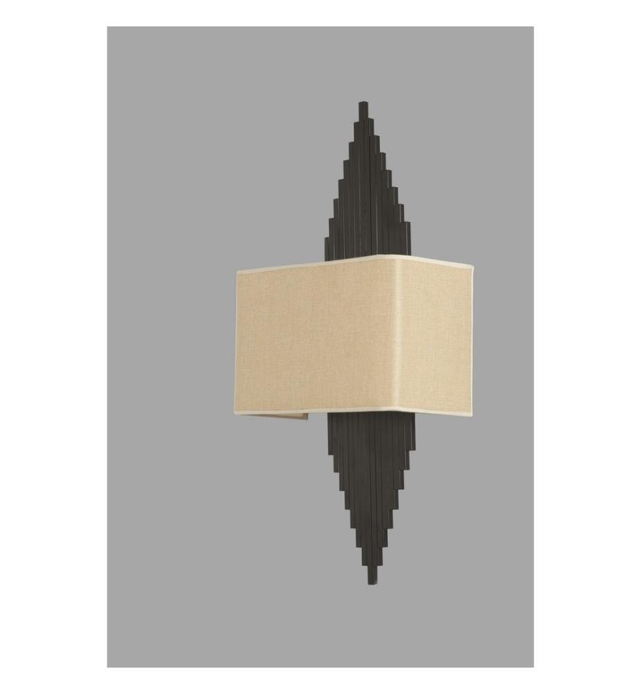 Wandleuchte, Schwarz, Beige, Metall, Lampenschirm, Stoff