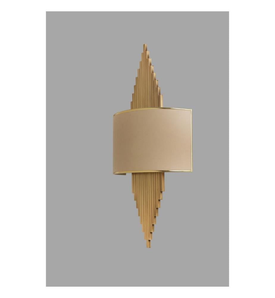 Lampe murale, or, corps en métal, tissu pour abat-jour