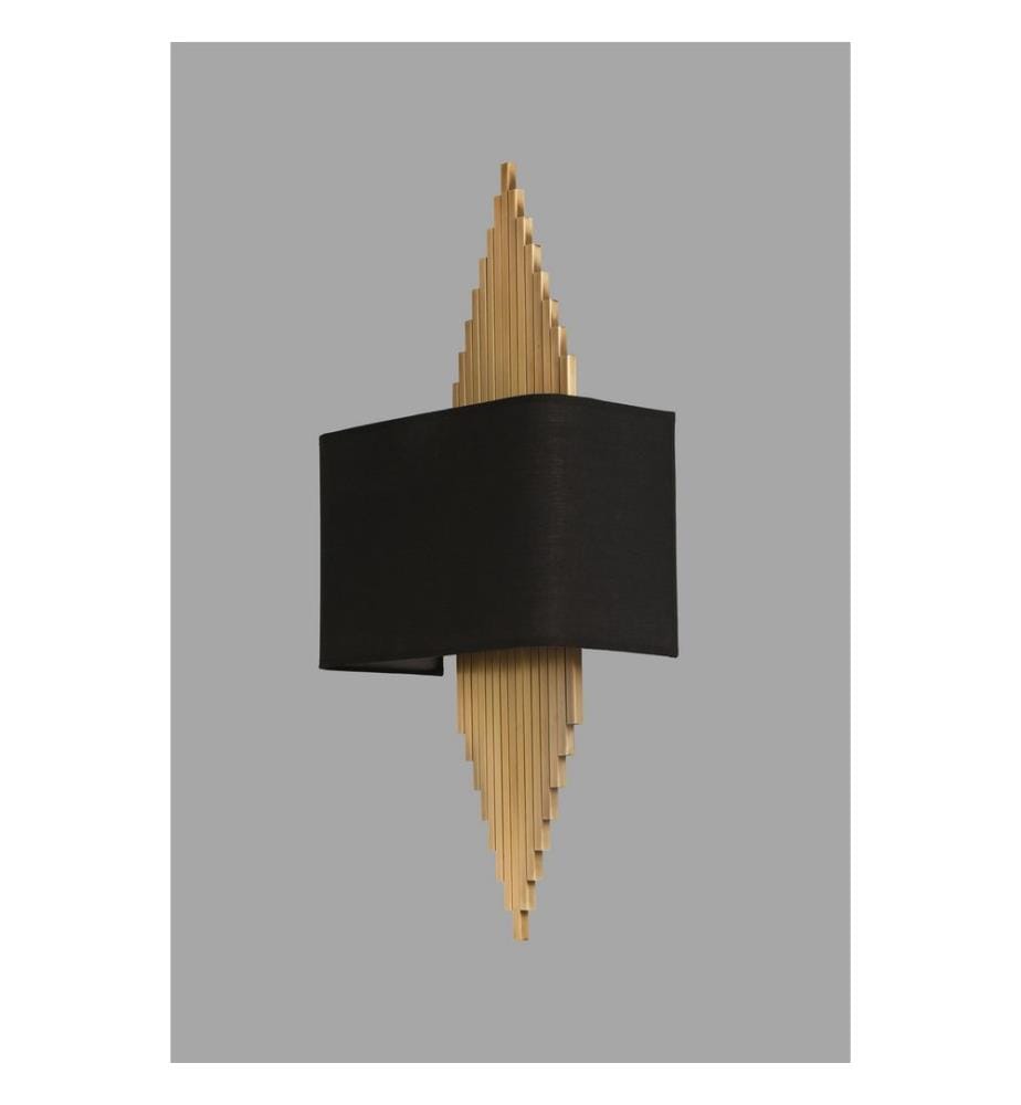 Lampe murale, or, noir, corps en métal, tissu pour abat-jour