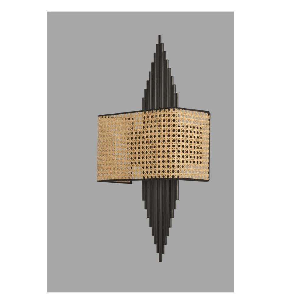 Lampe murale, or, noire, corps en métal, tissu pour abat-jour