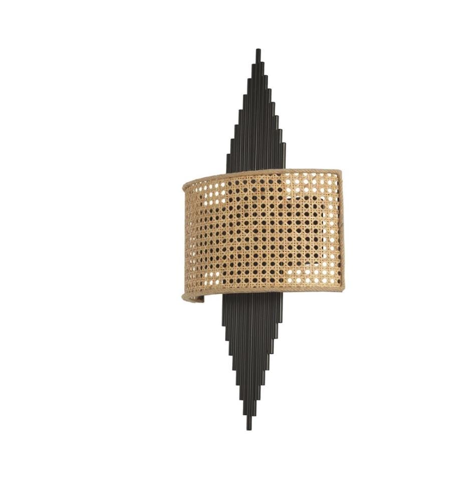 Lampe murale, or, noire, corps en métal, tissu pour abat-jour