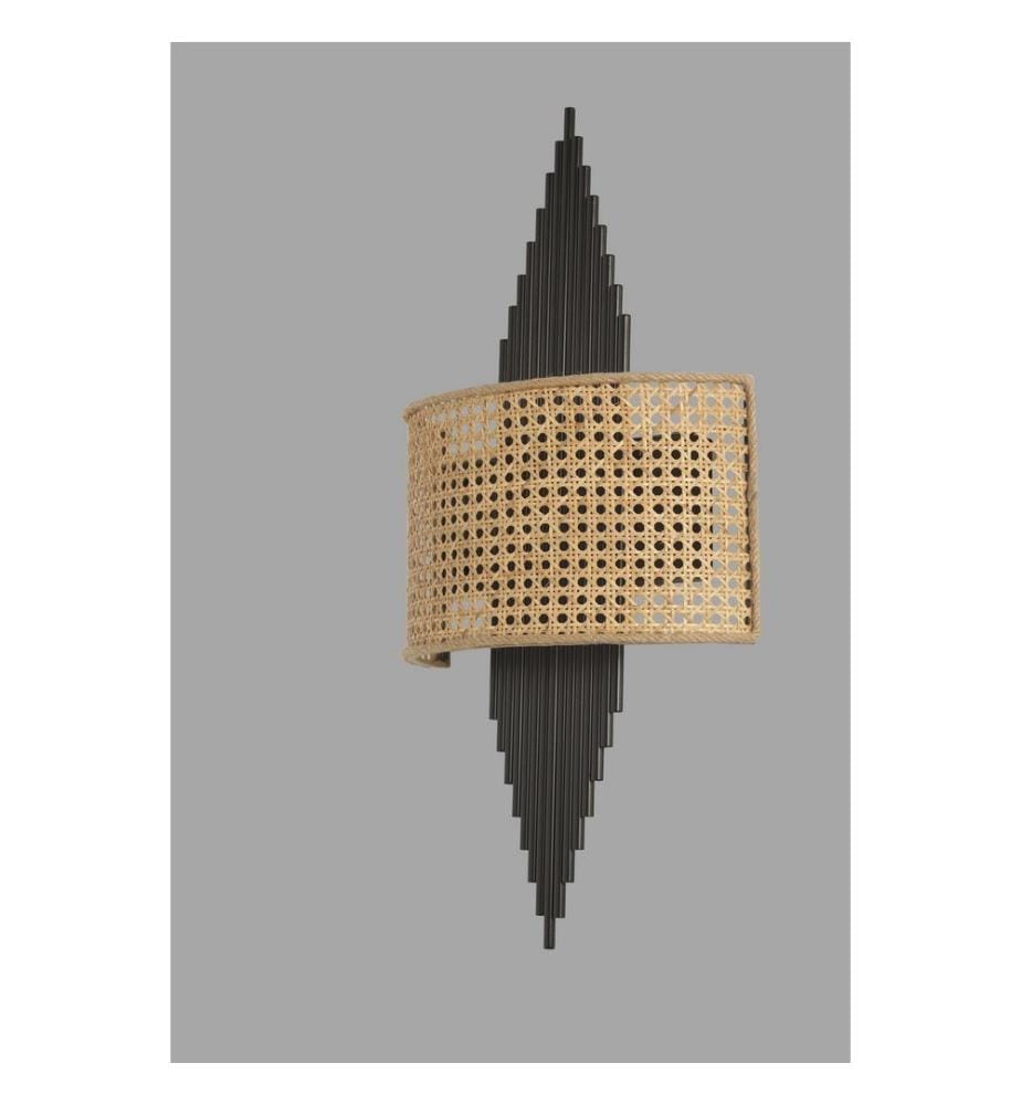 Lampe murale, or, noire, corps en métal, tissu pour abat-jour