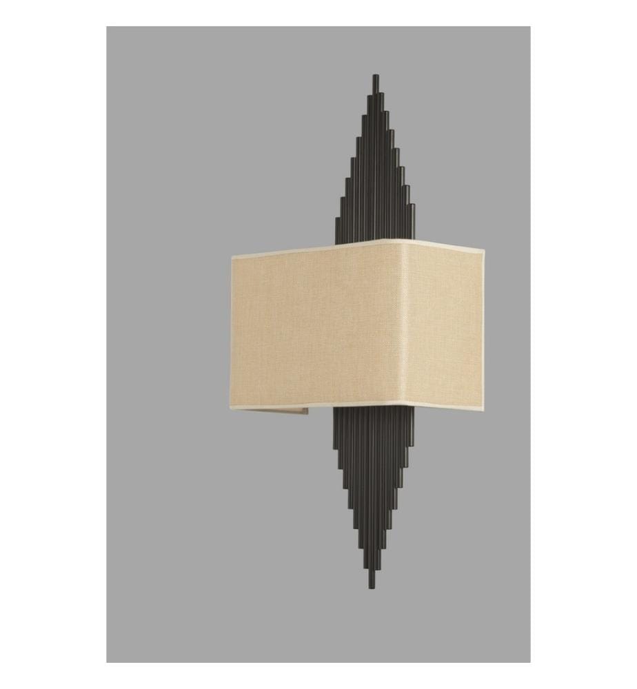Lampe murale, or, noir, corps en métal, tissu pour abat-jour