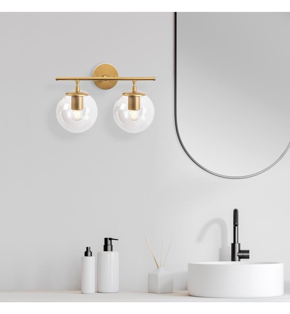 Wall Lamp, Shiny Gold, Metal Body, Glass Cap