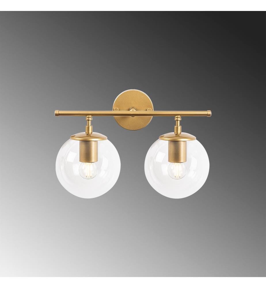 Wall Lamp, Shiny Gold, Metal Body, Glass Cap