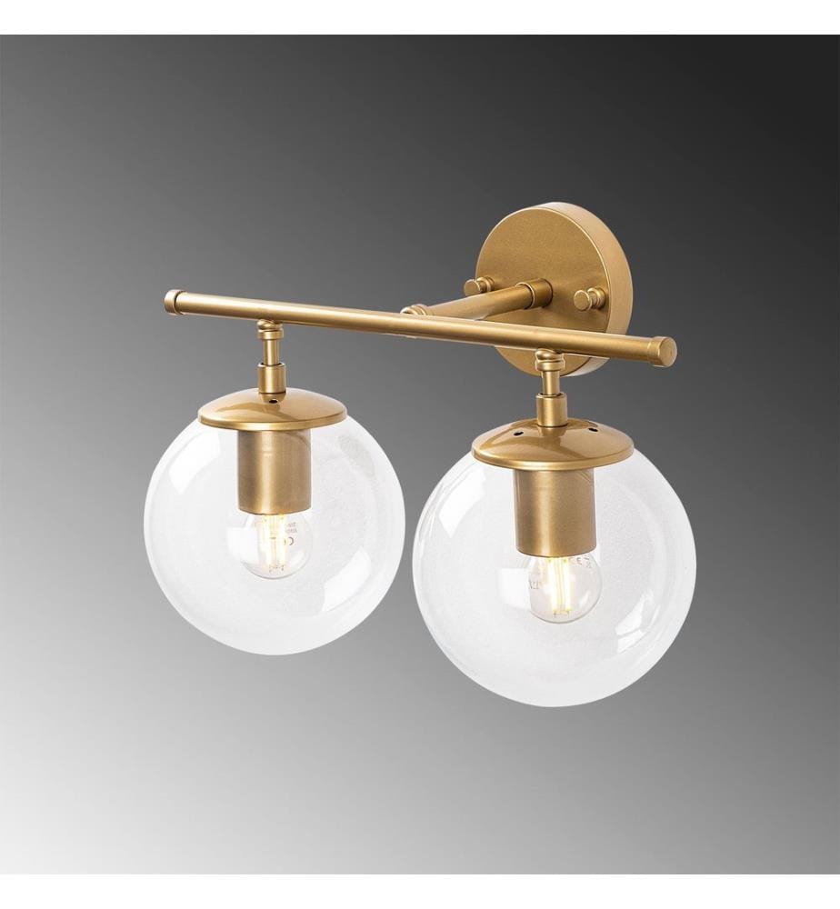 Wall Lamp, Shiny Gold, Metal Body, Glass Cap