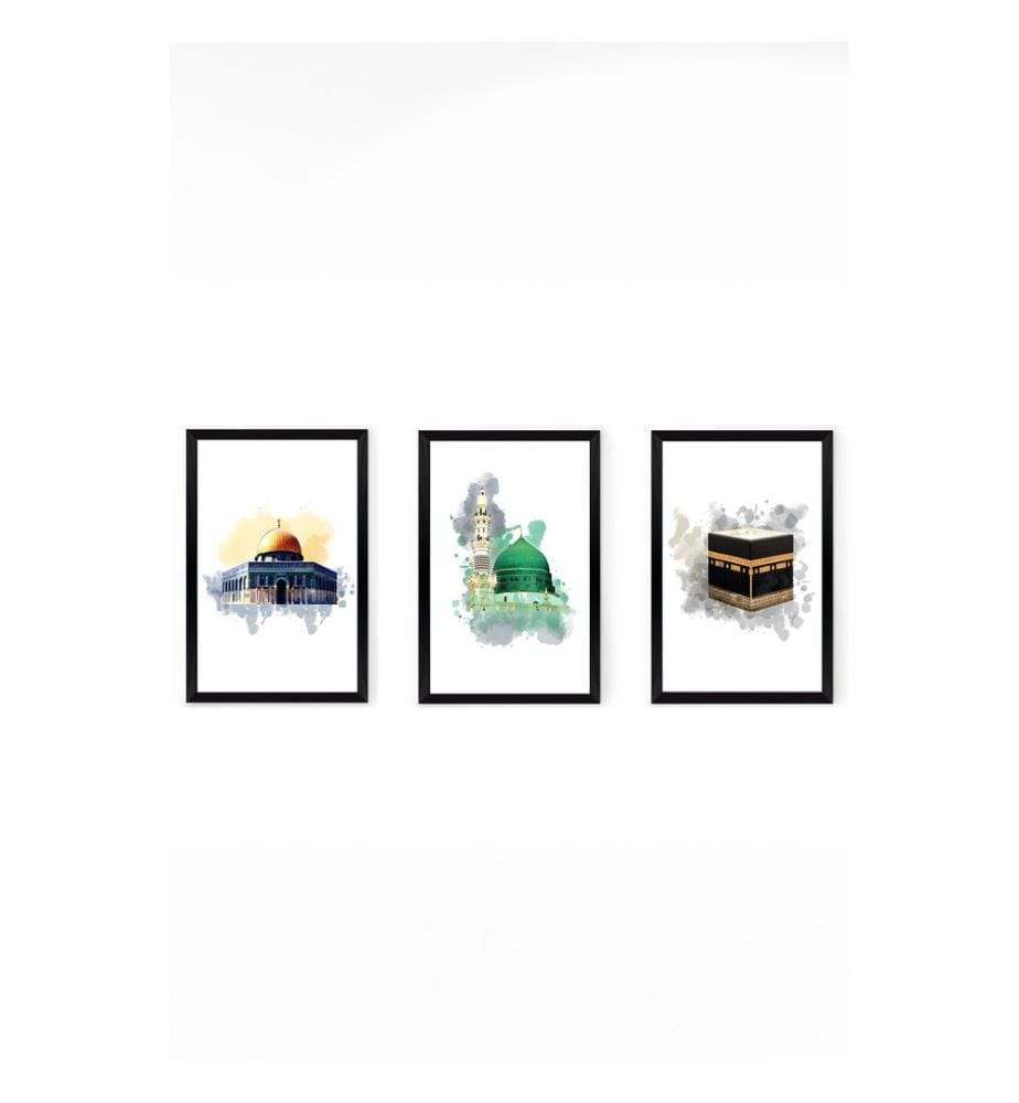 Dekoratives Gemälde-Set, 3-teilig, mehrfarbig, 100 % MDF