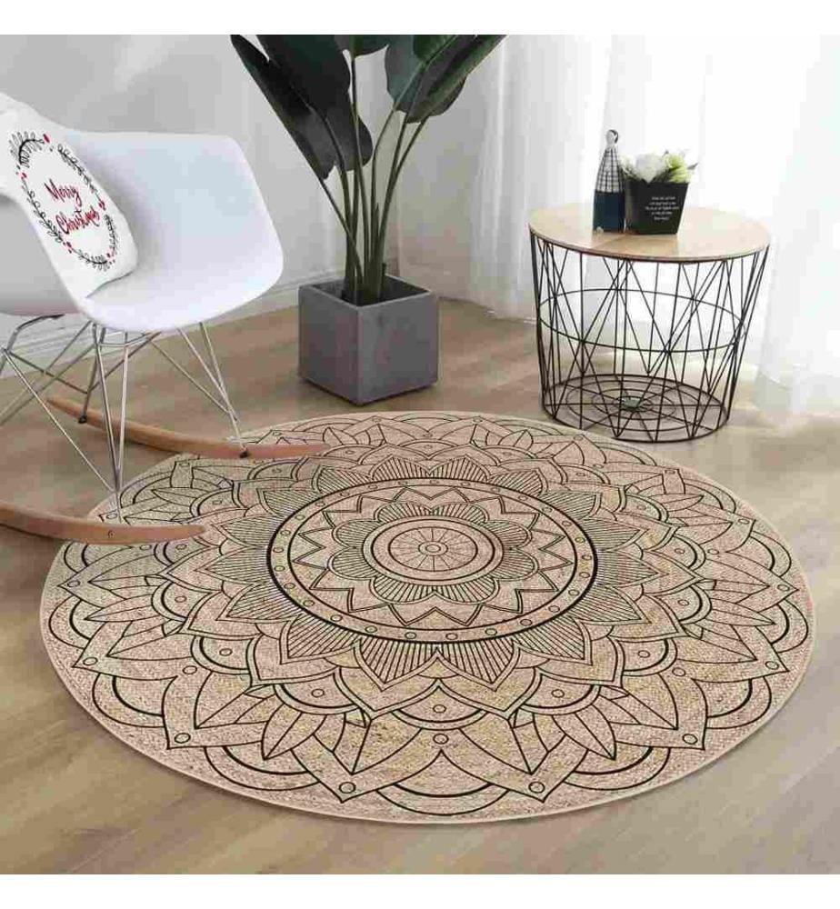 Tappeto, 90 x 90, , Crema, 70% Cotone - 30% Poliestere, Suola in cotone