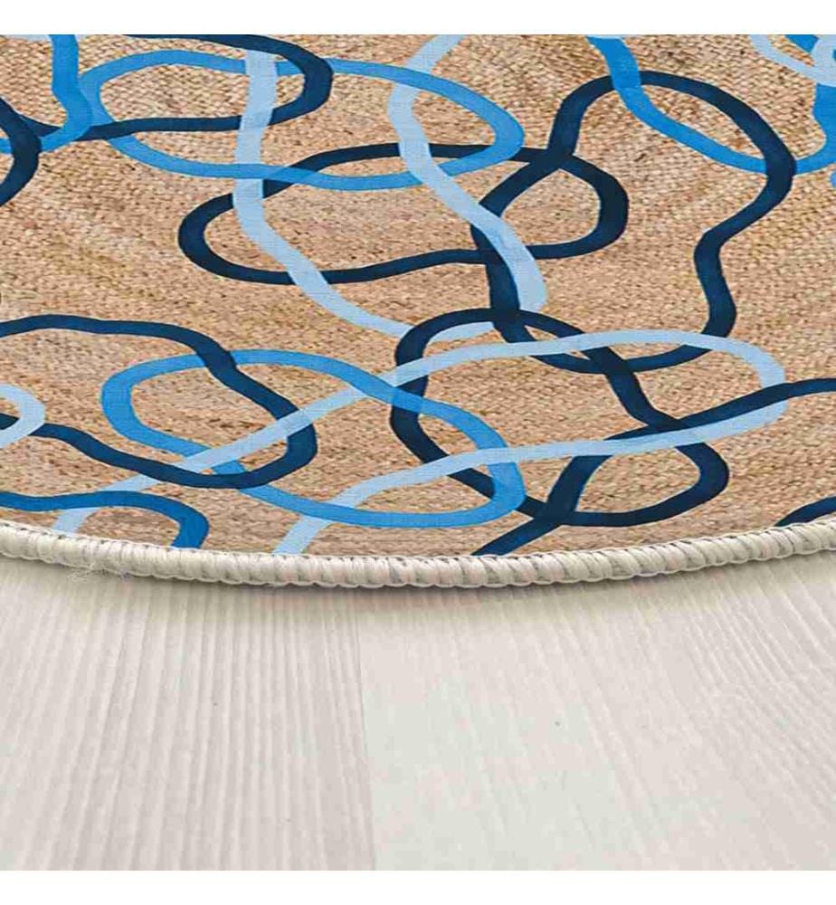 Tapis, 80 x 80, , Bleu, 70% Coton - 30% Polyester, Semelle en coton